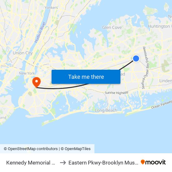 Kennedy Memorial Park to Eastern Pkwy-Brooklyn Museum map