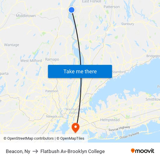 Beacon, Ny to Flatbush Av-Brooklyn College map