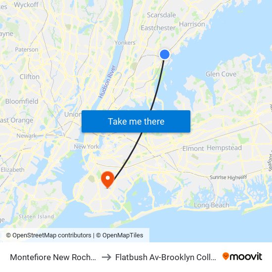 Montefiore New Rochelle to Flatbush Av-Brooklyn College map