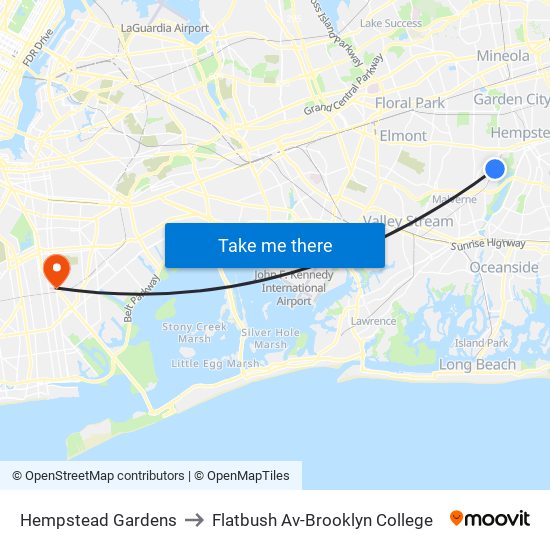 Hempstead Gardens to Flatbush Av-Brooklyn College map