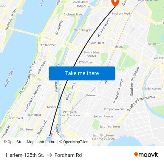 Harlem-125th St. to Fordham Rd map