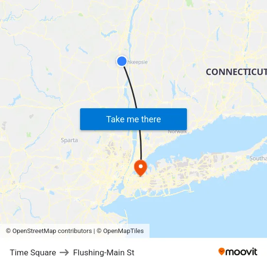 Time Square to Flushing-Main St map