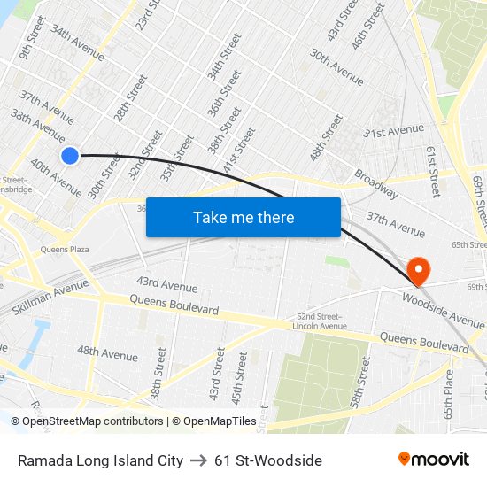 Ramada Long Island City to 61 St-Woodside map