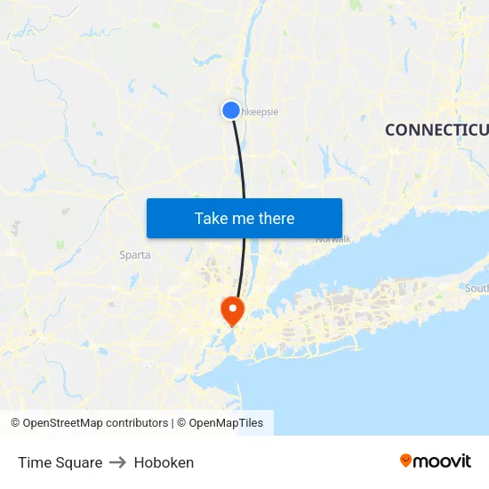 Time Square to Hoboken map
