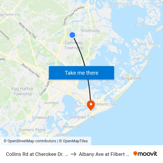 Collins Rd at Cherokee Dr. West to Albany Ave at Filbert Ave# map