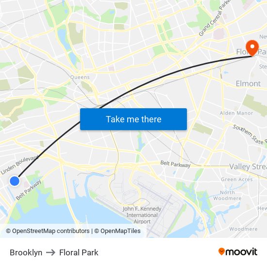 Brooklyn to Floral Park map