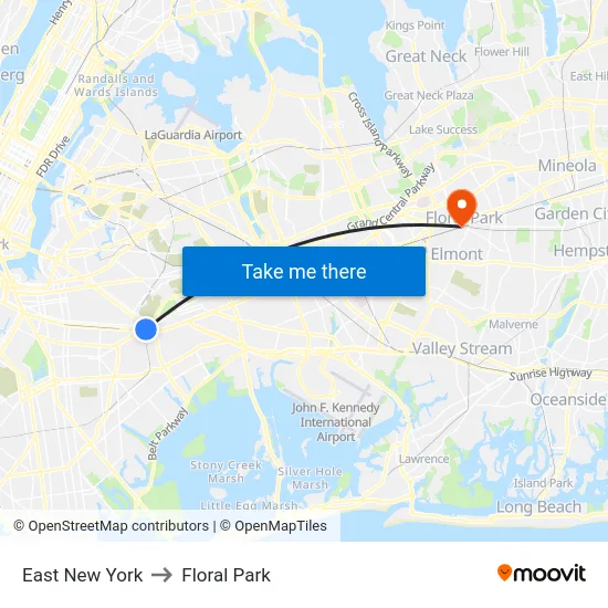 East New York to Floral Park map