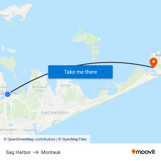 Sag Harbor to Montauk map