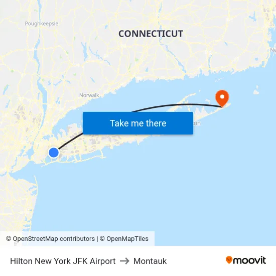 Hilton New York JFK Airport to Montauk map