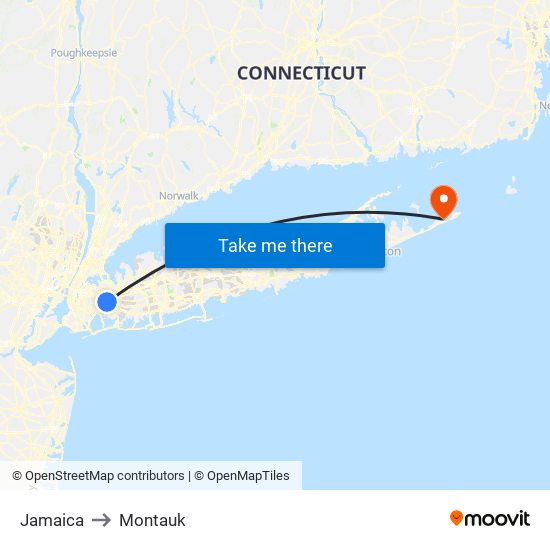 Jamaica to Montauk map