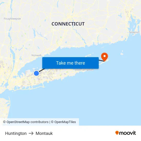 Huntington to Montauk map