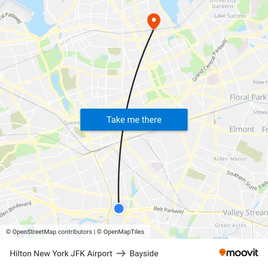 Hilton New York JFK Airport to Bayside map