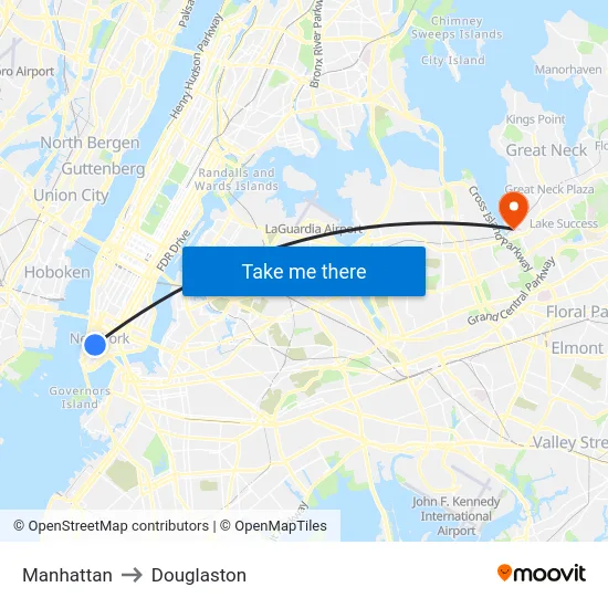 Manhattan to Douglaston map