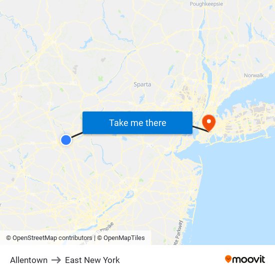 Allentown to East New York map