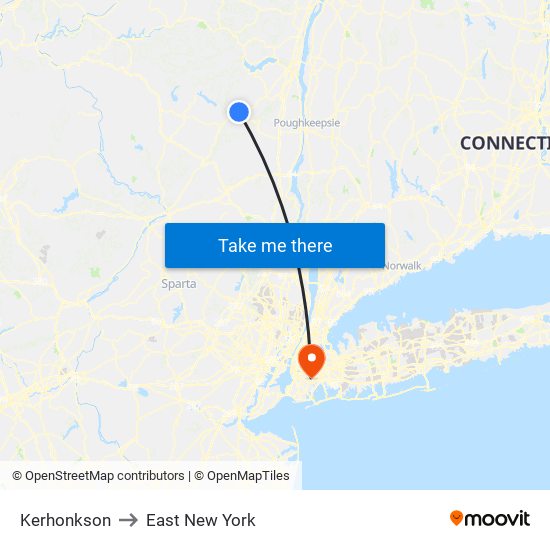 Kerhonkson to East New York map