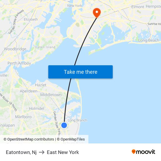 Eatontown, Nj to East New York map