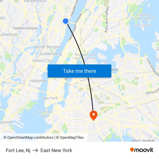 Fort Lee, Nj to East New York map