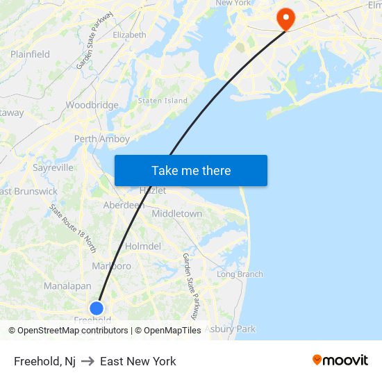 Freehold, Nj to East New York map