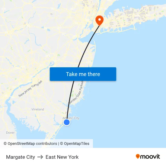 Margate City to East New York map