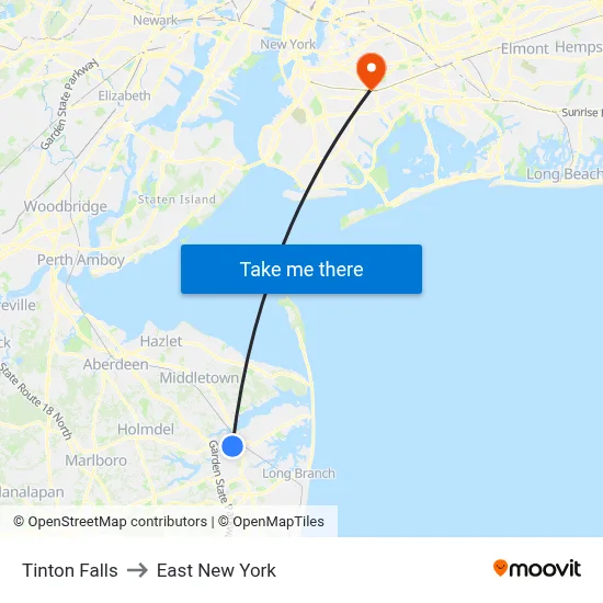 Tinton Falls to East New York map