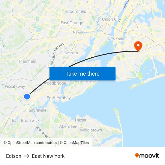 Edison to East New York map