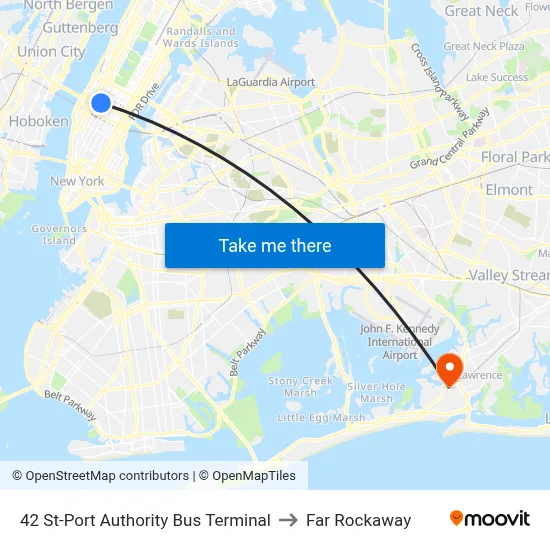 42 St-Port Authority Bus Terminal to Far Rockaway map