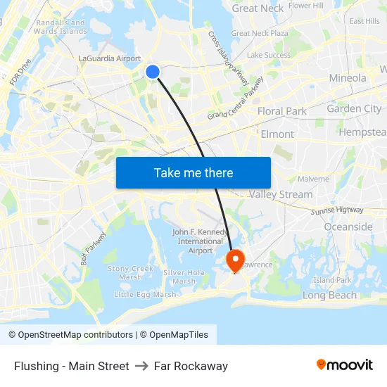 Flushing - Main Street to Far Rockaway map