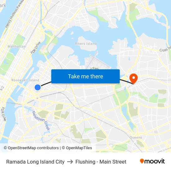 Ramada Long Island City to Flushing - Main Street map