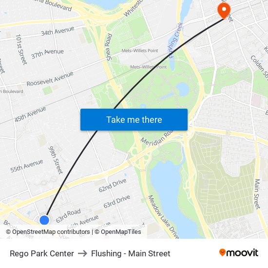 Rego Park Center to Flushing - Main Street map
