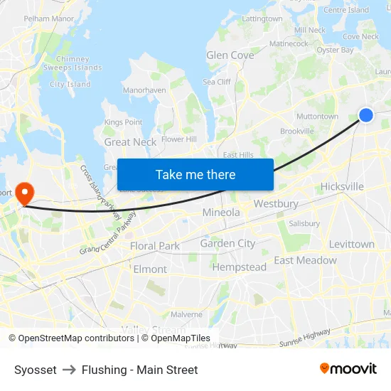 Syosset to Flushing - Main Street map