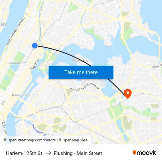 Harlem-125th St. to Flushing - Main Street map