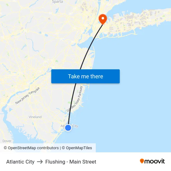 Atlantic City to Flushing - Main Street map