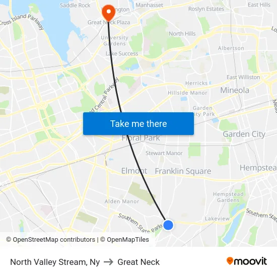 North Valley Stream to Great Neck map