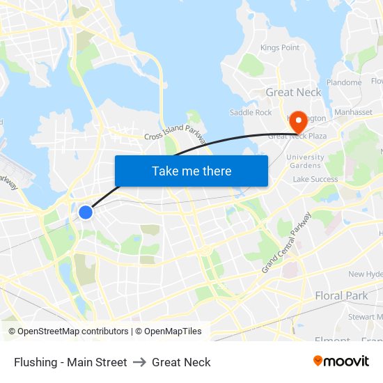 Flushing - Main Street to Great Neck map