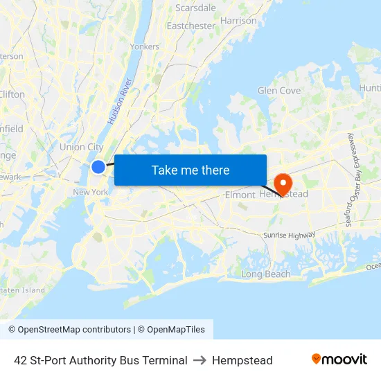 42 St-Port Authority Bus Terminal to Hempstead map