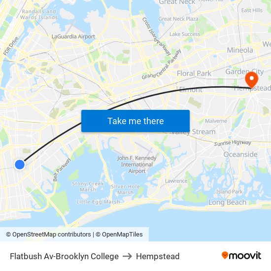 Flatbush Av-Brooklyn College to Hempstead map