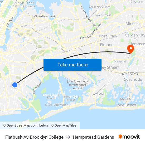 Flatbush Av-Brooklyn College to Hempstead Gardens map