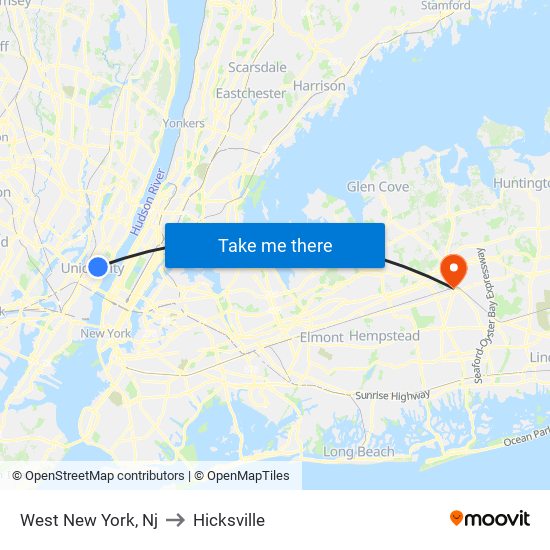 West New York, Nj to Hicksville map