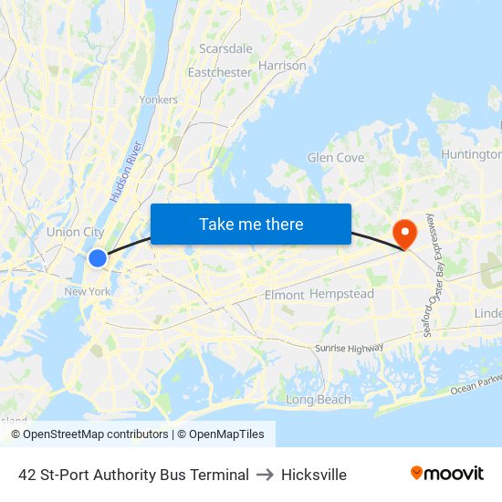42 St-Port Authority Bus Terminal to Hicksville map