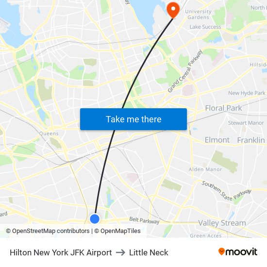 Hilton New York JFK Airport to Little Neck map