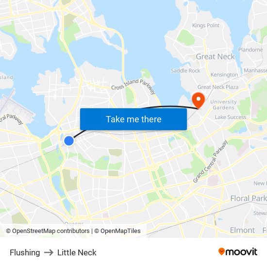 Flushing to Little Neck map
