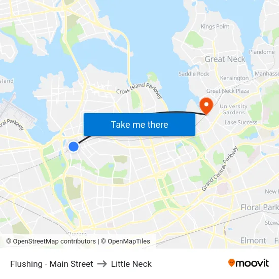 Flushing - Main Street to Little Neck map
