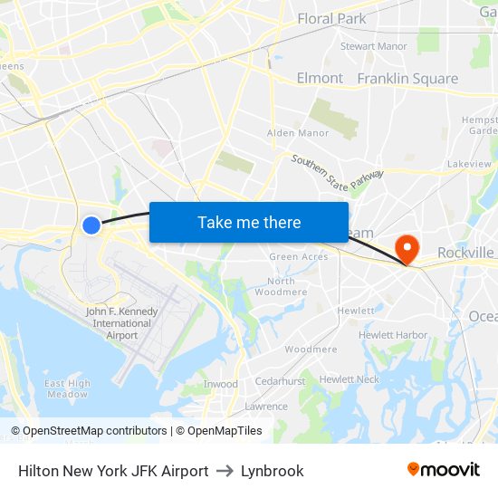 Hilton New York JFK Airport to Lynbrook map