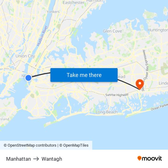 Manhattan to Wantagh map