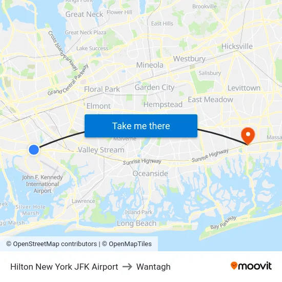 Hilton New York JFK Airport to Wantagh map