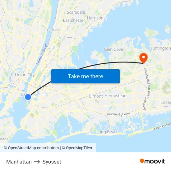 Manhattan to Syosset map