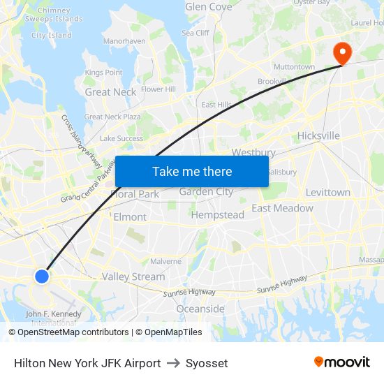 Hilton New York JFK Airport to Syosset map