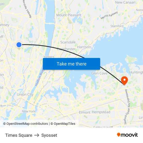 Times Square to Syosset map