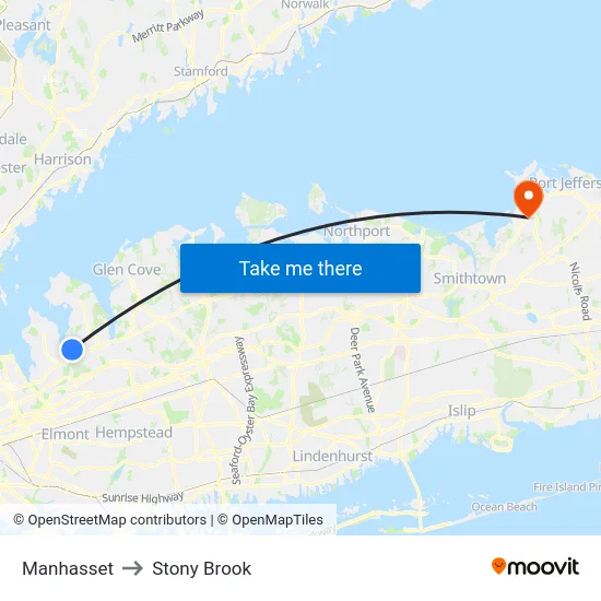 Manhasset to Stony Brook map