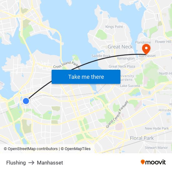 Flushing to Manhasset map